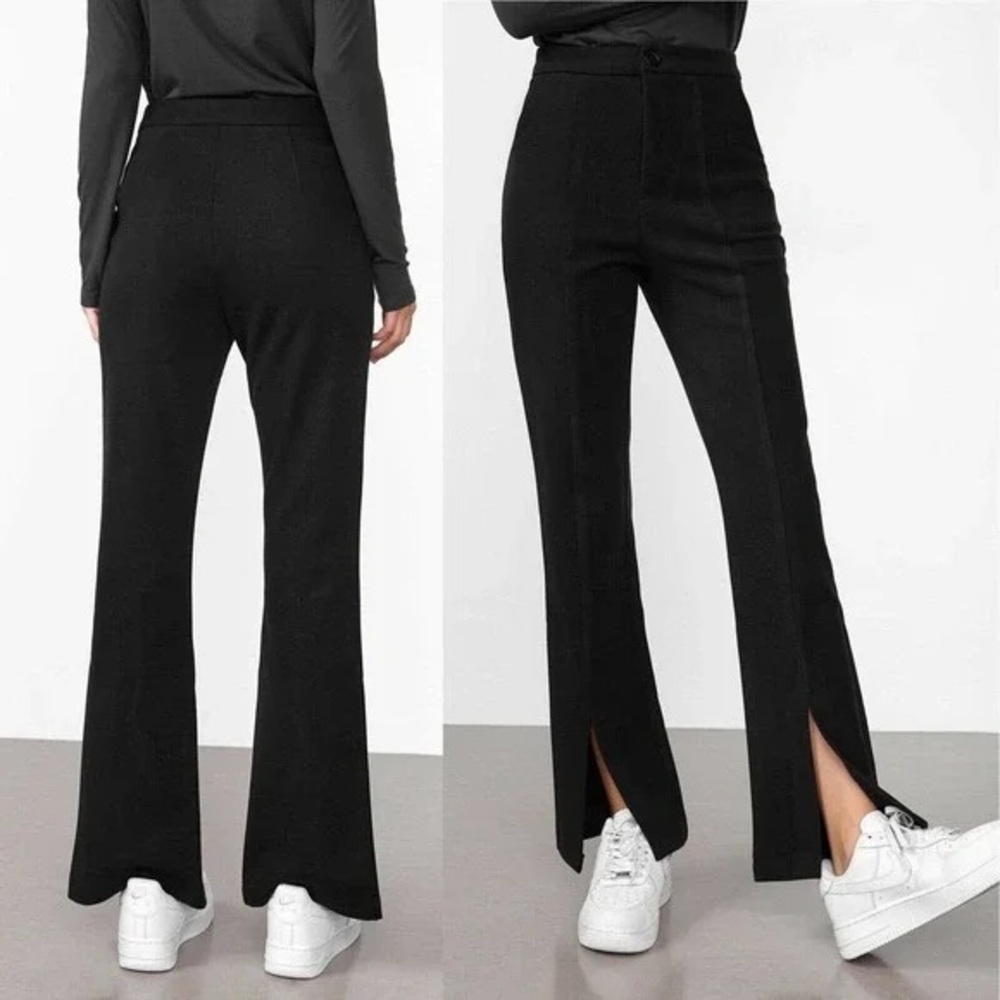 J.ING Black Flare Pants with Slit